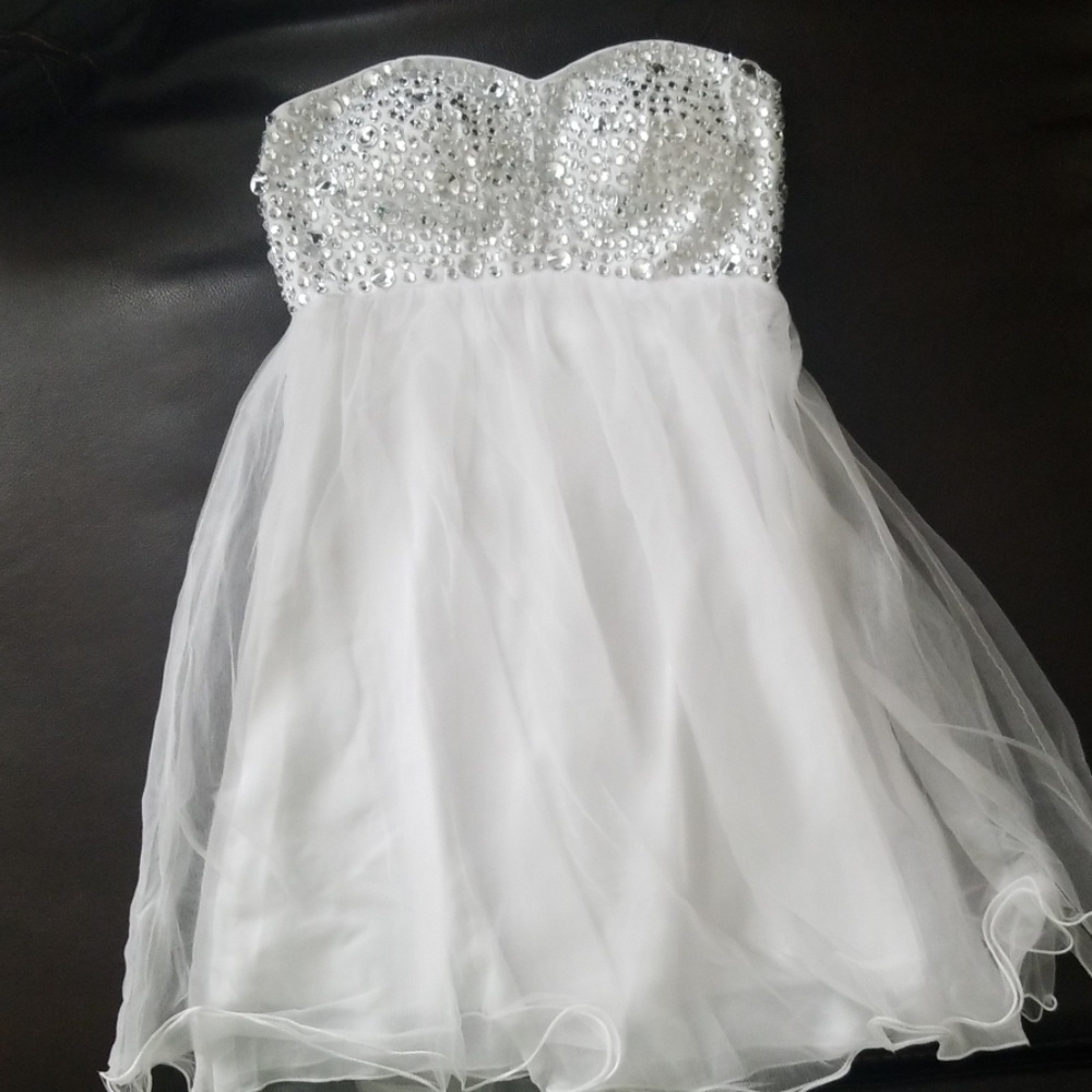 White rhinestone cocktail dress